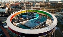 On the top of the museum you find the rainbow designed by Olafur Eliasson 